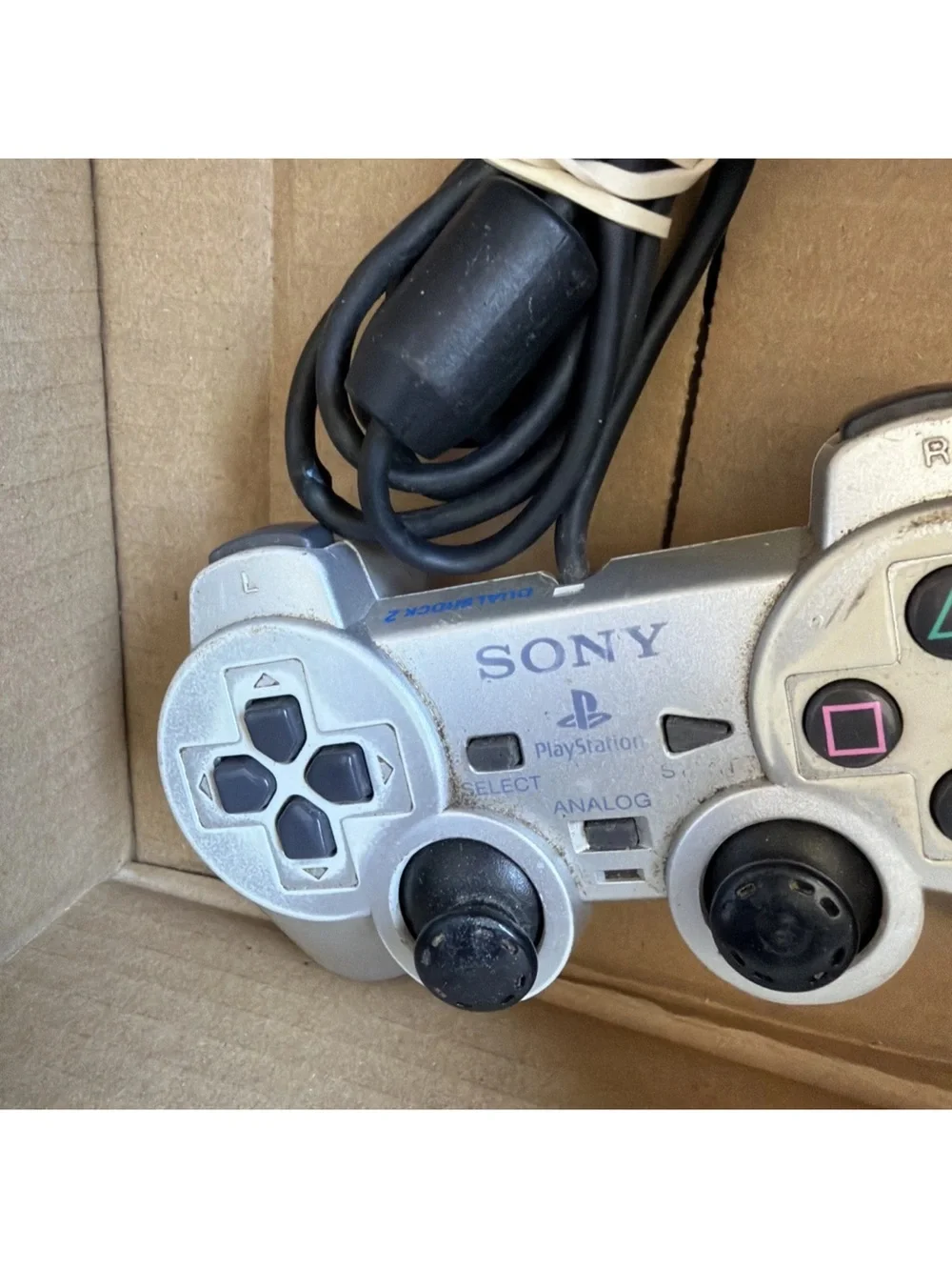 OEM Sony PS2 DualShock 2 Controller Silver SCPH-10010 Analog Wired Tested